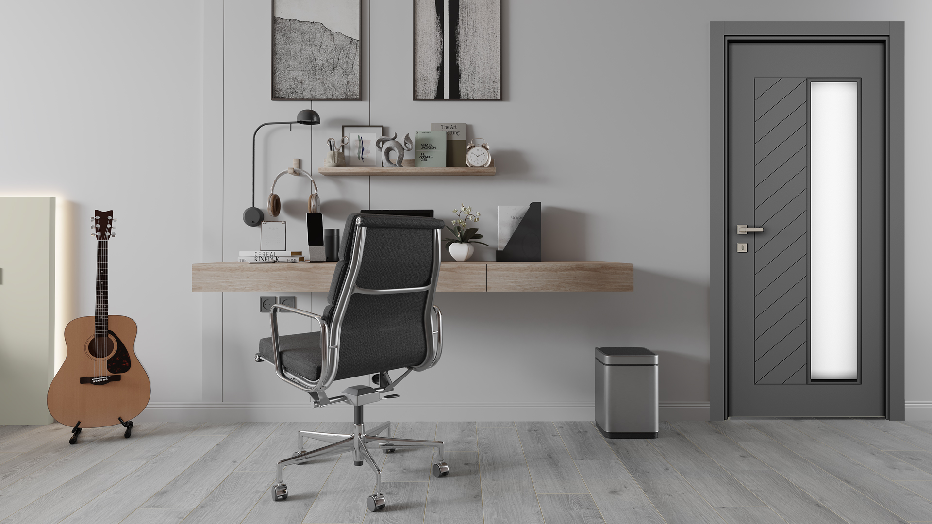 VARIODOR FISHBONE HAKİ GRİ PVC KAPI